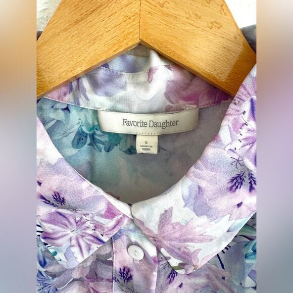 FAVORITE DAUGHTER pastel floral cropped blouse / size S - Picture 3 of 5